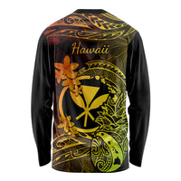 Hawaii Long Sleeve Shirt Pineapple Mix Polynesian Plumeria Reggae Version - Wonder Print Shop