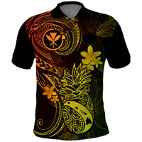 Hawaii Polo Shirt Pineapple Mix Polynesian Plumeria Reggae Version - Wonder Print Shop