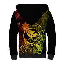 Hawaii Sherpa Hoodie Pineapple Mix Polynesian Plumeria Reggae Version - Wonder Print Shop