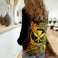Hawaii Women Casual Shirt Pineapple Mix Polynesian Plumeria Reggae Version - Wonder Print Shop