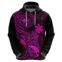 Hawaii Hoodie Pineapple Mix Polynesian Plumeria Pink Version - Wonder Print Shop