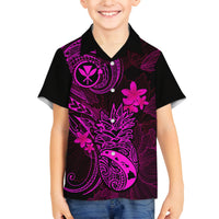 Hawaii Kid Hawaiian Shirt Pineapple Mix Polynesian Plumeria Pink Version - Wonder Print Shop