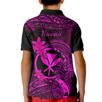 Hawaii Kid Polo Shirt Pineapple Mix Polynesian Plumeria Pink Version - Wonder Print Shop
