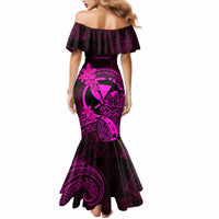 Hawaii Mermaid Dress Pineapple Mix Polynesian Plumeria Pink Version - Wonder Print Shop