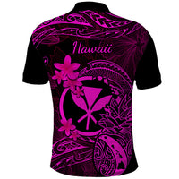 Hawaii Polo Shirt Pineapple Mix Polynesian Plumeria Pink Version - Wonder Print Shop