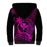 Hawaii Sherpa Hoodie Pineapple Mix Polynesian Plumeria Pink Version - Wonder Print Shop