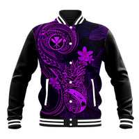 Hawaii Baseball Jacket Pineapple Mix Polynesian Plumeria Purple Version - Wonder Print Shop