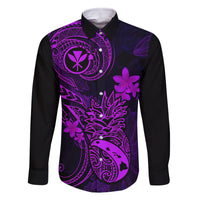 Hawaii Family Matching Puletasi Dress and Hawaiian Shirt Pineapple Mix Polynesian Plumeria Purple Version - Wonder Print Shop