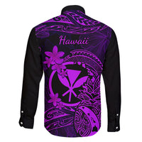 Hawaii Family Matching Short Sleeve Bodycon Dress and Hawaiian Shirt Pineapple Mix Polynesian Plumeria Purple Version - Wonder Print Shop