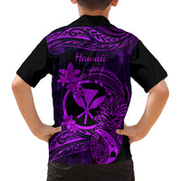 Hawaii Family Matching Tank Maxi Dress and Hawaiian Shirt Pineapple Mix Polynesian Plumeria Purple Version - Wonder Print Shop