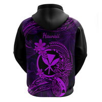 Hawaii Hoodie Pineapple Mix Polynesian Plumeria Purple Version - Wonder Print Shop
