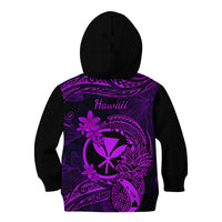 Hawaii Kid Hoodie Pineapple Mix Polynesian Plumeria Purple Version - Wonder Print Shop