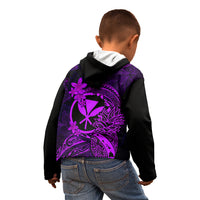 Hawaii Kid Hoodie Pineapple Mix Polynesian Plumeria Purple Version - Wonder Print Shop
