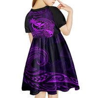 Hawaii Kid Short Sleeve Dress Pineapple Mix Polynesian Plumeria Purple Version - Wonder Print Shop