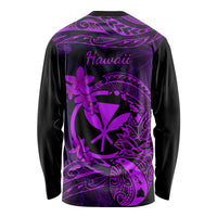 Hawaii Long Sleeve Shirt Pineapple Mix Polynesian Plumeria Purple Version - Wonder Print Shop