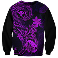 Hawaii Sweatshirt Pineapple Mix Polynesian Plumeria Purple Version - Wonder Print Shop