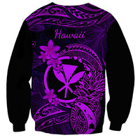 Hawaii Sweatshirt Pineapple Mix Polynesian Plumeria Purple Version - Wonder Print Shop