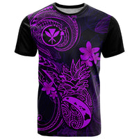 Hawaii T Shirt Pineapple Mix Polynesian Plumeria Purple Version - Wonder Print Shop
