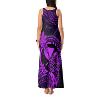 Hawaii Tank Maxi Dress Pineapple Mix Polynesian Plumeria Purple Version - Wonder Print Shop