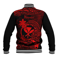 Hawaii Baseball Jacket Pineapple Mix Polynesian Plumeria Red Version - Wonder Print Shop