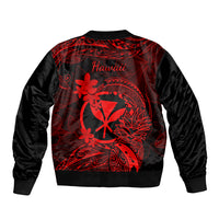 Hawaii Bomber Jacket Pineapple Mix Polynesian Plumeria Red Version - Wonder Print Shop