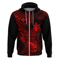 Hawaii Hoodie Pineapple Mix Polynesian Plumeria Red Version - Wonder Print Shop