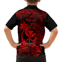 Hawaii Kid Hawaiian Shirt Pineapple Mix Polynesian Plumeria Red Version - Wonder Print Shop