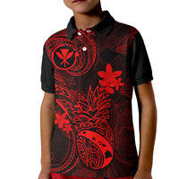 Hawaii Kid Polo Shirt Pineapple Mix Polynesian Plumeria Red Version - Wonder Print Shop