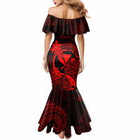 Hawaii Mermaid Dress Pineapple Mix Polynesian Plumeria Red Version - Wonder Print Shop