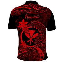 Hawaii Polo Shirt Pineapple Mix Polynesian Plumeria Red Version - Wonder Print Shop
