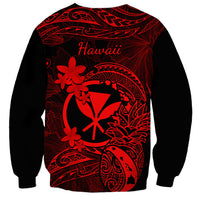 Hawaii Sweatshirt Pineapple Mix Polynesian Plumeria Red Version - Wonder Print Shop