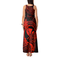 Hawaii Tank Maxi Dress Pineapple Mix Polynesian Plumeria Red Version - Wonder Print Shop