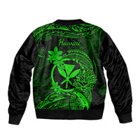 Hawaii Bomber Jacket Pineapple Mix Polynesian Plumeria Green Version - Wonder Print Shop