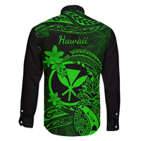 Hawaii Family Matching Off Shoulder Short Dress and Hawaiian Shirt Pineapple Mix Polynesian Plumeria Green Version - Wonder Print Shop