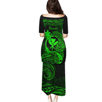 Hawaii Family Matching Puletasi Dress and Hawaiian Shirt Pineapple Mix Polynesian Plumeria Green Version - Wonder Print Shop