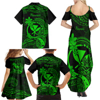 Hawaii Family Matching Summer Maxi Dress and Hawaiian Shirt Pineapple Mix Polynesian Plumeria Green Version - Wonder Print Shop