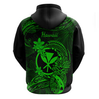 Hawaii Hoodie Pineapple Mix Polynesian Plumeria Green Version - Wonder Print Shop