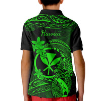 Hawaii Kid Polo Shirt Pineapple Mix Polynesian Plumeria Green Version - Wonder Print Shop