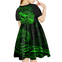 Hawaii Kid Short Sleeve Dress Pineapple Mix Polynesian Plumeria Green Version - Wonder Print Shop
