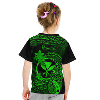 Hawaii Kid T Shirt Pineapple Mix Polynesian Plumeria Green Version - Wonder Print Shop
