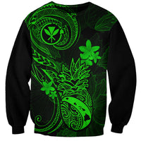 Hawaii Sweatshirt Pineapple Mix Polynesian Plumeria Green Version - Wonder Print Shop