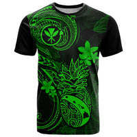 Hawaii T Shirt Pineapple Mix Polynesian Plumeria Green Version - Wonder Print Shop