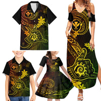 Hawaii Family Matching Summer Maxi Dress and Hawaiian Shirt Shaka Tattoo Mix Polynesian Plumeria Reggae Version - Wonder Print Shop