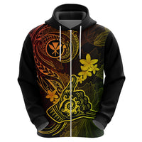 Hawaii Hoodie Shaka Tattoo Mix Polynesian Plumeria Reggae Version - Wonder Print Shop