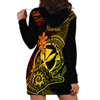 Hawaii Hoodie Dress Shaka Tattoo Mix Polynesian Plumeria Reggae Version - Wonder Print Shop