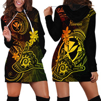 Hawaii Hoodie Dress Shaka Tattoo Mix Polynesian Plumeria Reggae Version - Wonder Print Shop