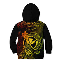 Hawaii Kid Hoodie Shaka Tattoo Mix Polynesian Plumeria Reggae Version - Wonder Print Shop