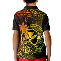 Hawaii Kid Polo Shirt Shaka Tattoo Mix Polynesian Plumeria Reggae Version - Wonder Print Shop