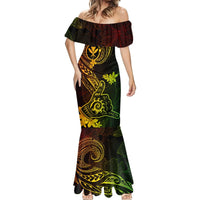 Hawaii Mermaid Dress Shaka Tattoo Mix Polynesian Plumeria Reggae Version - Wonder Print Shop
