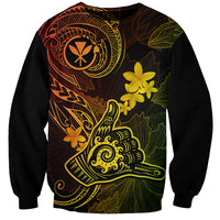 Hawaii Sweatshirt Shaka Tattoo Mix Polynesian Plumeria Reggae Version - Wonder Print Shop